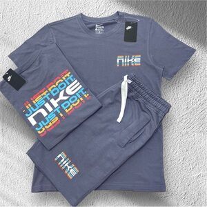 Nike Slate Blue Men's 'Just Do It' Graphic Tee & Shorts